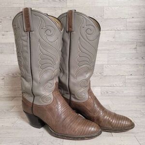 Vintage Dan Post Western Exotic Gray Lizard Leather Cowboy Boots Women’s 7 C